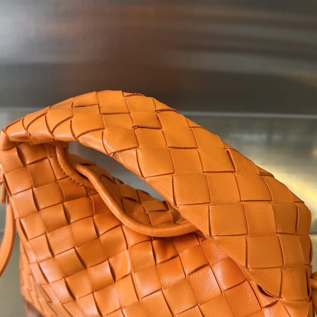 Mini Hop Intrecciato Leather Shoulder Bag Orange